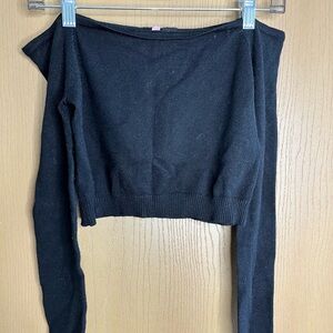 Black Off-Shoulder Cropped Sweater